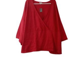 J. Jill Womens Kimono Sweater in Cardinal Red Cotton Cashmere Plus 4X New